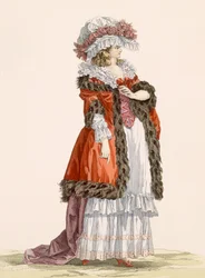 Robe de promenade pour jeune fille, gravée par Dupin, planche no.214 de 